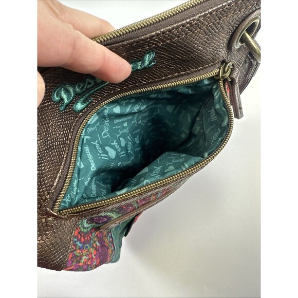 Desigual Patchwork Floral Crossbody Purse Bag Multicolored Faux Leather Zip - Picture 8 of 16